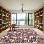 Modern Mauve Geometric Triangle Grid Rug