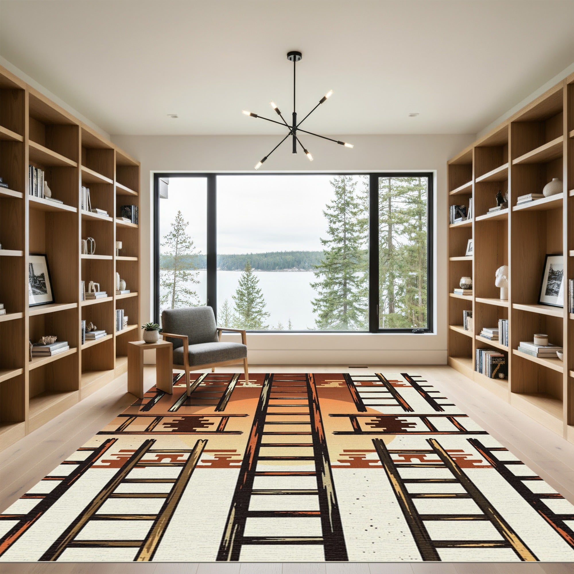 Rustic Ladder Sunset Graphic Rug