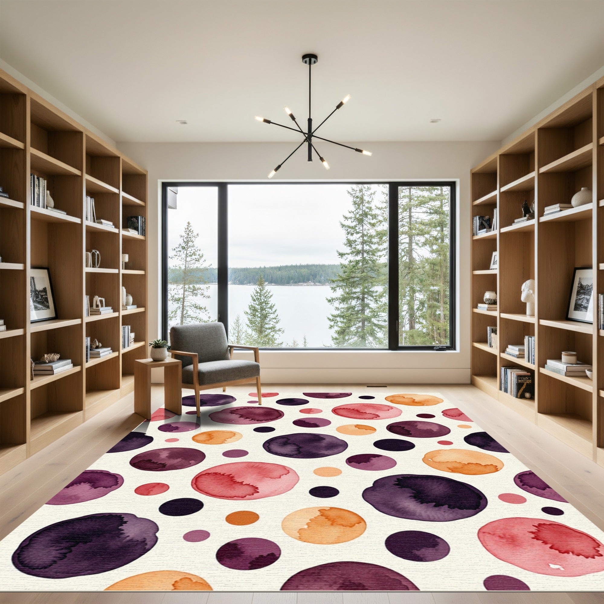 Watercolor Polka Dot Abstract Earthy Rug