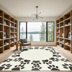 Minimalist Cream Paw Print Border Rug