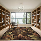 Earthy Autumn Greenhouse Leaf Vine Rug
