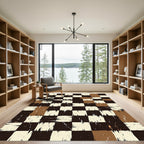 Distressed Earth Tone Checkered Geometric Rug