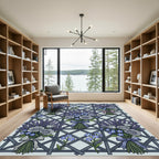Lavender Rose Bouquet Trellis Art Rug