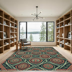 Sage And Terracotta Geometric Hexagon Tile Rug