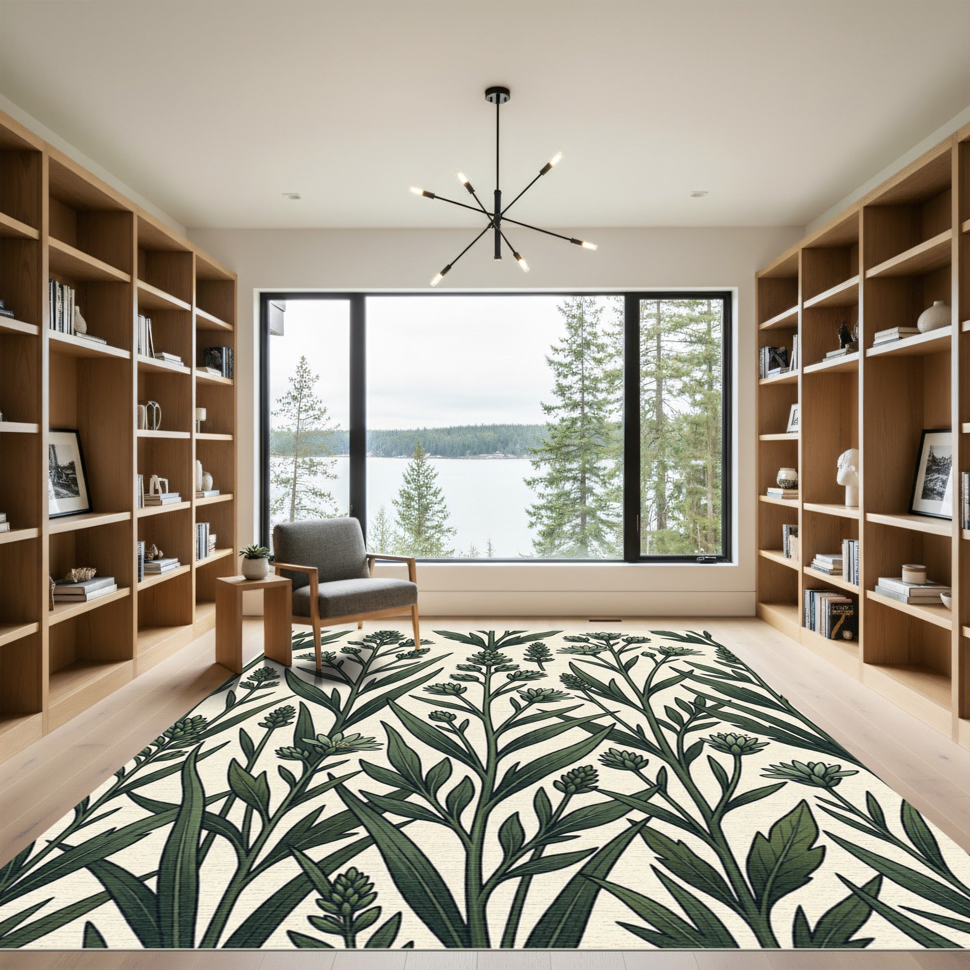 Dark Green Botanical Garden Rug