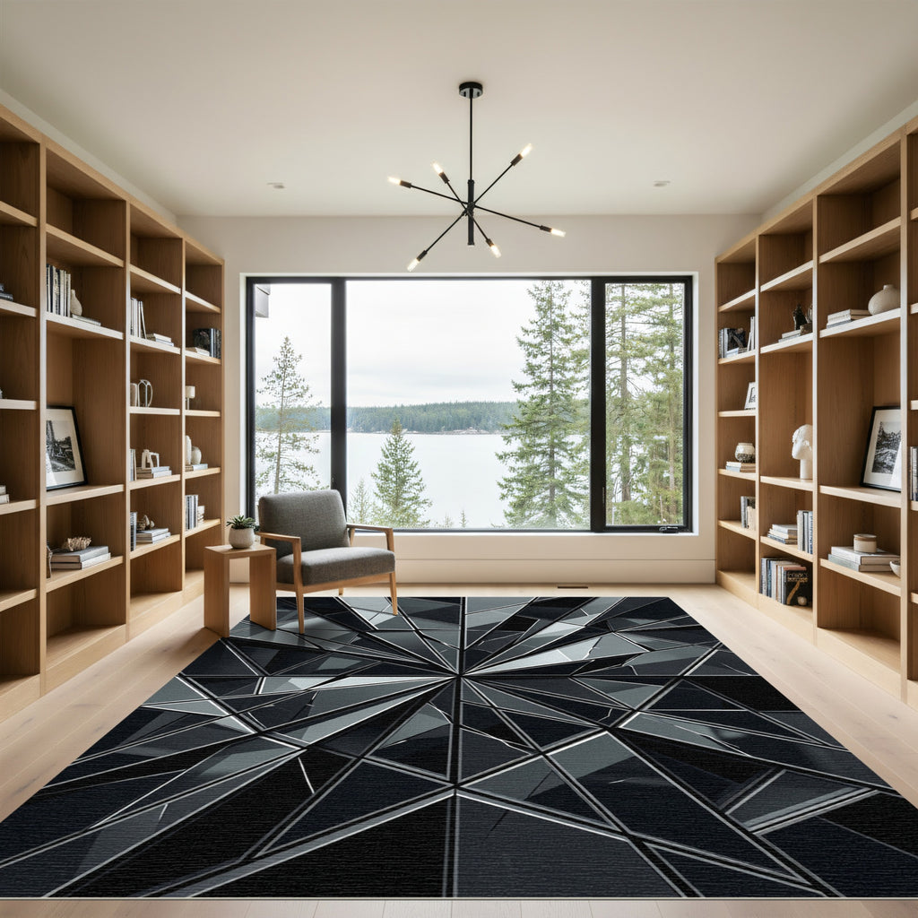 Monochromatic Geometric Crystal Fragment Facet Rug