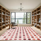 Rosy Pink Polka Dot Grid Rug