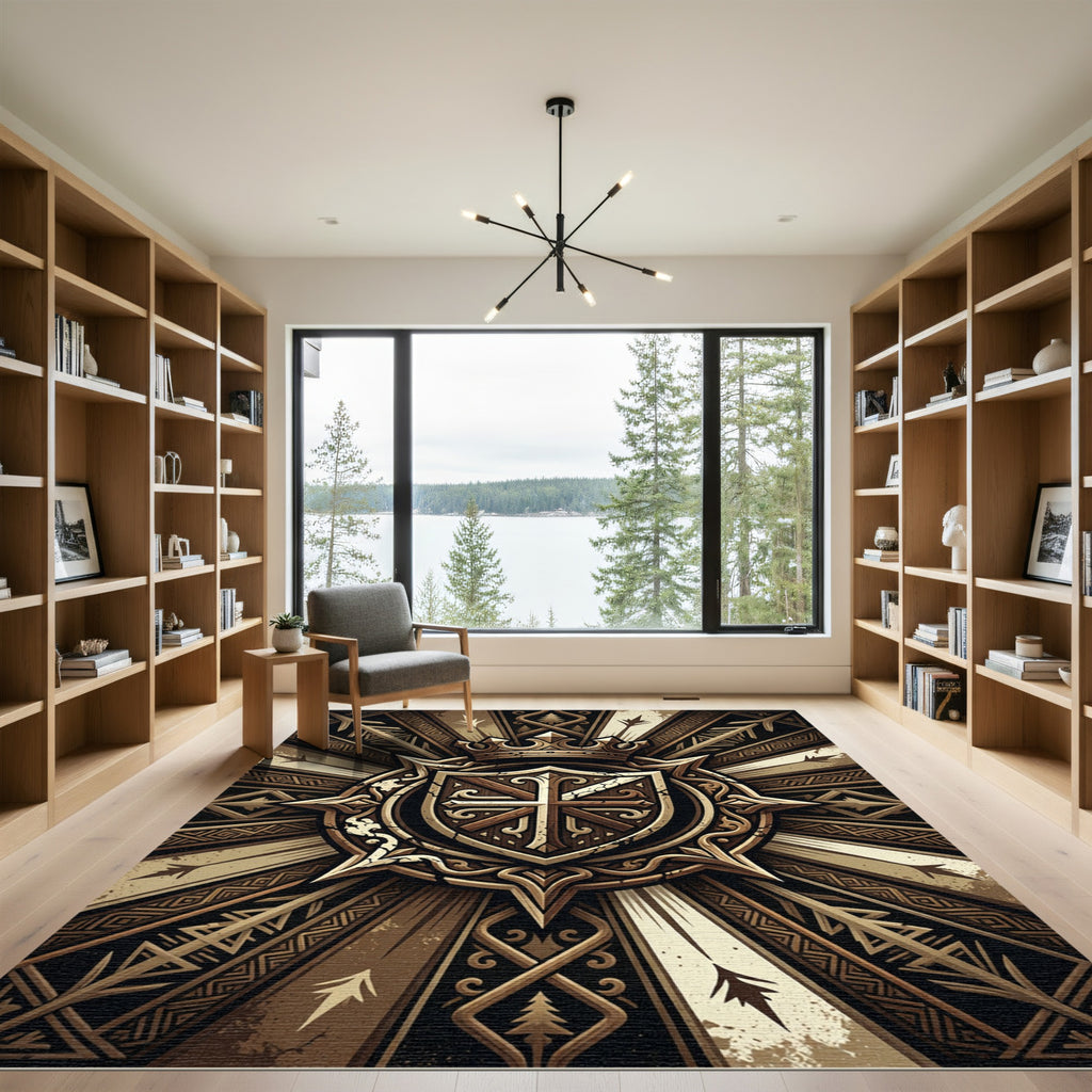 Royal Golden Crown Cross Medallion Rug