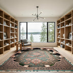 Intricate Pink Teal Geometric Floral Medina Rug