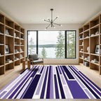 Modern Purple Vertical Striped Abstract Composition Rug