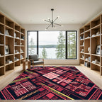 Crimson Geometric Intersecting Shapes Rug
