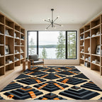 Gray Orange Pyramid Isometric Pattern Rug