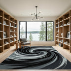 Monochrome Swirling Abstract Cyclone Vortex Rug