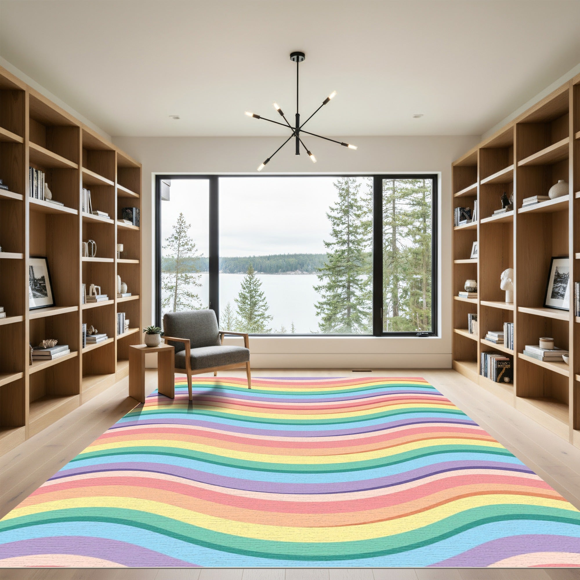 Pastel Rainbow Wavy Stripe Rug