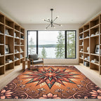 Coral Starburst Floral Ornamental Rug