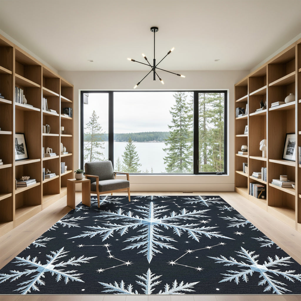 Winter Snowflake Constellation Night Rug