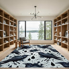 Gothic Raven Ink Splatter Black White Rug