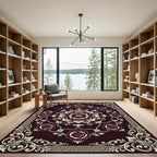 Ornate Burgundy Floral Medallion Chain Rug
