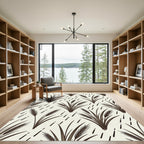 Brown Wheat Stalks Diagonal Dash Composition Rug