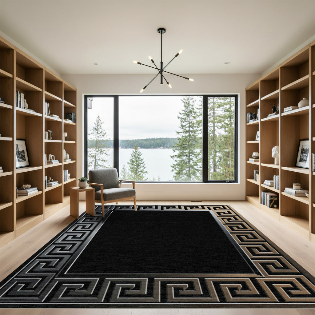 Metallic Greek Key Frame Rug