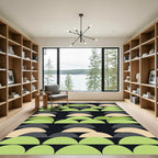 Modern Sage and Charcoal Geometric Arch Rug