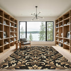 Ornate Gold Acanthus Leaf Scroll Rug