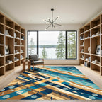 Coastal Seashell Wave Stripe Isometric Art Rug