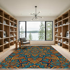 Ornate Teal and Amber Medallion Rug