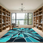 Abstract Teal Shards Geometric Radiance Rug