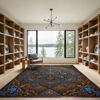 Ornate Royal Blue Gold Medallion Rug