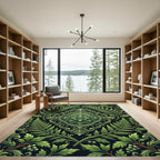 Elegant Green Fern Botanical Damask Rug