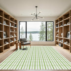 Minimalist Lime Green Grid Graph Rug
