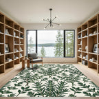 Lush Green Botanical Rosemary Herb Illustration Rug