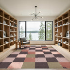 Terracotta Brown Subtle Splatter Check Rug