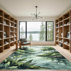 Watercolor Forest River Landscape Rug