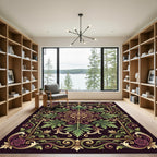 Gilded Plum Rose Scrollwork Floral Rug