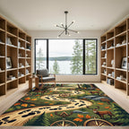 Enchanted Forest Deer Compass Trail Rug