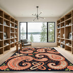 Peach Paisley Cherub Rose Garland Rug
