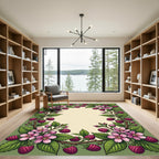 Pink Blossom Raspberry Garden Frame Rug