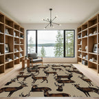 Rustic Woodland Brown Stag Forest Rug