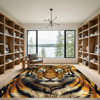 Bold Tiger Face Orange Black Rug
