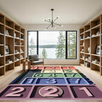 Multicolor Geometric Modular Block Grid Rug