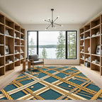 Golden Nautical Rope Geometric Rug