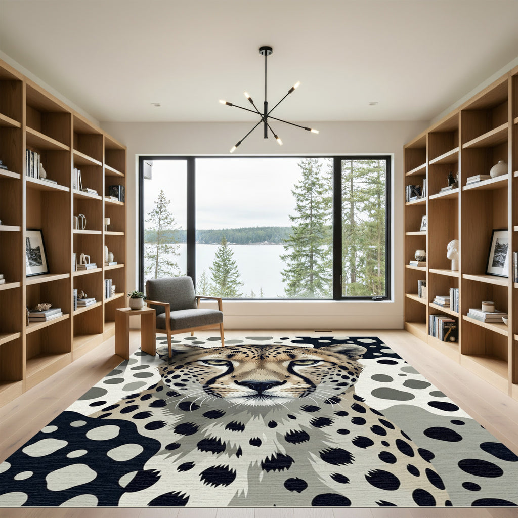 Monochromatic Cheetah Spots Abstract Rug