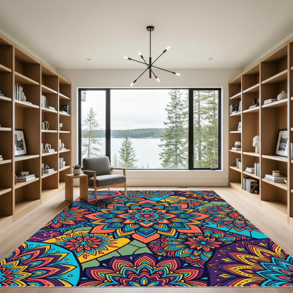 Vibrant Mandala Patchwork Medley Rug