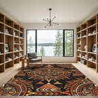 Aztec Sun Calendar Burnt Orange Rug