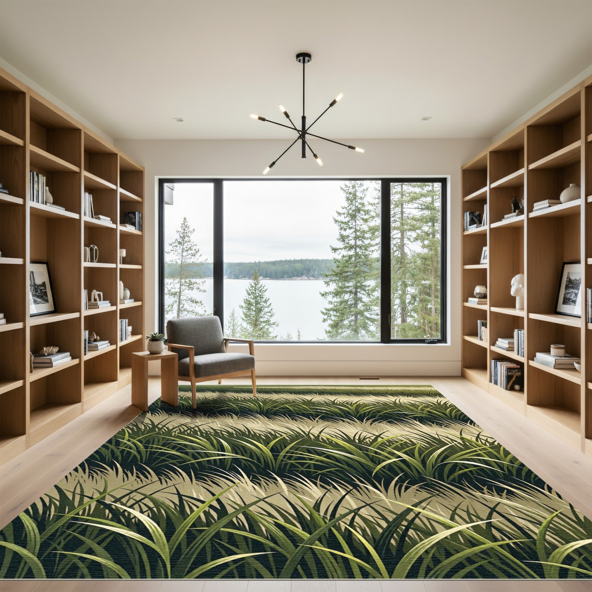 Lush Green Verdant Meadow Grass Rug