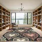 Vintage Pink Heart Filigree Rug