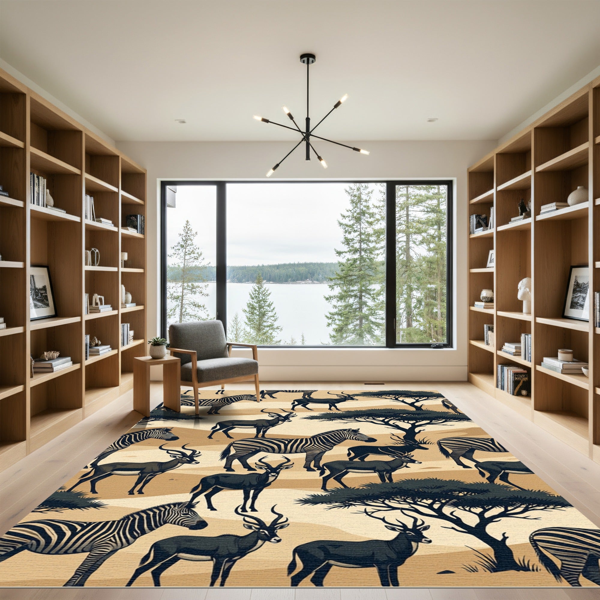 Savanna Zebra and Antelope Landscape Rug
