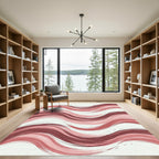 Abstract Mauve Wavy Horizontal Stripe Rug